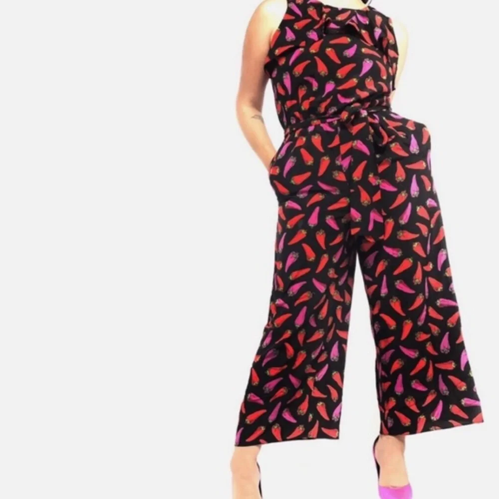 NWT KATE SPADE 100% silk hot pepper jumpsuit size 0